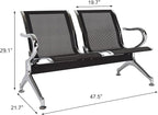 Kinsuite Reception Room Chair - 2 Seat Metal Waiting Room Chairs, Office Guest Chairs & Reception Seat for Office Bank, Hospital, Airport, Black