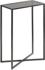Kate and Laurel Jaspur Modern Narrow End Table, 16 x 8 x 24, Tinted Glass and Gray Metal, Decorative Contemporary Glass and Metal Side Table for Use as Bedroom Nightstand or Living Room Accent