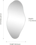 JONATHAN Y MIR200A Everly 20 in. W x 42 in. H Large Irregular Framed Decorative Wall Mirror, for Bathroom, Living Room, Bedroom, White