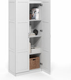 Furinno Robin Storage Cabinet, 4-Tier Pantry Cabinet with Adjustable Shelves, 30W with 2 Shaker-Doors, Kitchen Cabinet, Organization and Storage, for Pantry, Living Room, Home Office, White