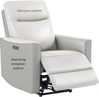 CHITA Leather Power Recliner Chair for Adults, Electric Wall Hugger Recliner for Small Spaces, Modern Living Room and RV Recliner Chair with Power Headrest & Charging Ports, Creamy Grey