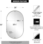 ANDY STAR Brushed Nickel Oval Bathroom Mirror, 20x33 inch Pill-Shaped Mirror for Wall HD Reflection Metal Frame Mirror for Bathroom Hang Vertical or Horizontal