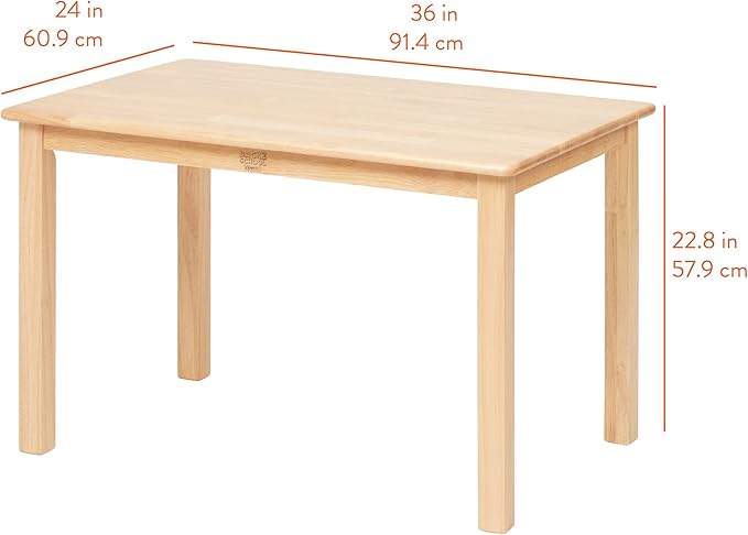 Kids Wood Table, Rectangle, 24in x 36in, Kids Furniture, Natural