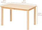 Kids Wood Table, Rectangle, 24in x 36in, Kids Furniture, Natural
