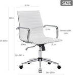 White Office Chairs Computer Conference Swivel Chair with Wheels and Arms Leather Home Office Desk Chair Mid Back Adjustable Chairs for Girls…