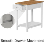 Side Table Set - Small Nightstand Set of 2 with Drawer and Open Storage Shelf - Traditional Style Bedroom or Living Room Furniture - Use as Bedside Tables or End Tables by Lavish Home (White)