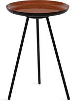 Kate and Laurel Laranya Modern Side Table; 15 x 15 x 23; Dark Clay Red and Black; Chic Minimalist Bedroom Nightstand Table with Hand-Applied Enamel Tabletop