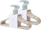 3 Sprouts Velvet Baby Hangers - Non-Slip Hanger for Infant, Toddler, Baby Clothes - Closet Kids Hangers with Slim Design, Nordic Colors, Pack of 30 - Double Dot & Beige