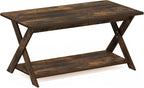 Furinno Modern Simplistic Coffee Table, Rectangle Modern Coffee Table with X-Legs, Criss-Crossed Side Table, for Living Room, Bedroom, Home Office, Amber Pine