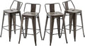 HAOBO Home 30" Low Back Metal Counter Stool Height Bar Stools [Set of 4], Bronze