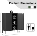 Metal Locker Storage Cabinet, Home Office Metal Storage Cabinet Small Sideboard with 2 Doors and 2 Adjustable Shelves,40" Counter Cabinets for Office Garage Bathroom Living Room Hallway