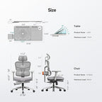Newtral Ergonomic Mesh Office Chair with Footrest,Laptop Desk, Adaptive Lumbar Support, High Back Desk Computer Chair with Soft 4D Armrest,Adjustable Headrest,136°Tilt Function for Home & Office