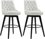 Watson & Whitely Bar Stools, 360° Swivel Upholstered Bar Stool with Back, 30" H Bar Height Barstools, Set of 2, Faux Leather in White