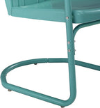 Crosley Furniture Tulip 2-Piece Outdoor Chair Set, Retro Metal Patio Chairs for Dining, Porch, Deck, Balcony, Pastel Blue Satin