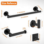 5-Pieces Matte Black Bathroom Hardware Set SUS304 Stainless Steel Round Wall Mounted - Includes 24" Hand Towel Bar, Toilet Paper Holder, 3 Robe Towel Hooks, Bathroom Accessories Kit
