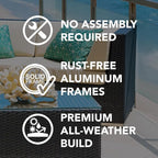 Outdoor Patio Furniture with 6-inch Thick Rainshield Cushions, No-Assembly 7-Piece All-Weather Wicker Sectional Set (Supercrylic Beige)