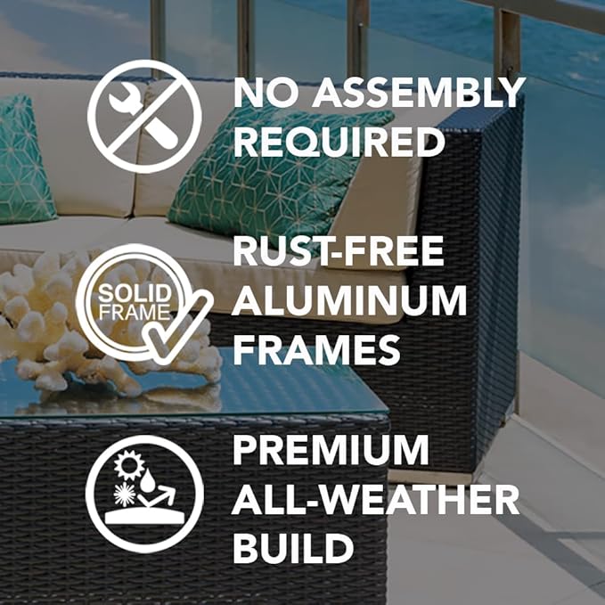 Outdoor Patio Furniture with 6-inch Thick Rainshield Cushions, No-Assembly 7-Piece All-Weather Wicker Sectional Set (Supercrylic Beige)