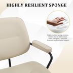 BV Mid Century Modern Office Chair Set of 1, Swivel Rolling Deak Chair with Armrests and Walnut Back, Adjustable Desk Chair for Home Office, Beige