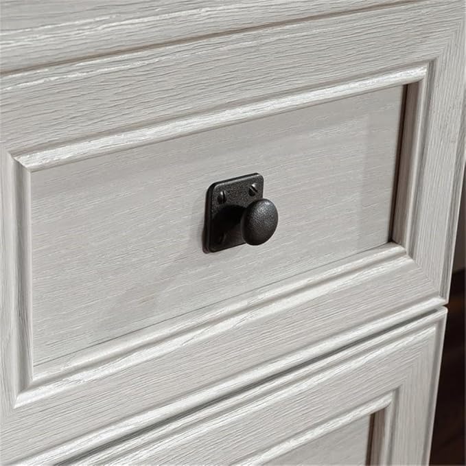 BOWERY HILL Engineered Wood L-Shaped Desk in Glacier Oak/Rosso Slate Accents