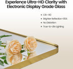 Andy Star Gold Bathroom Mirror,22x30'' Brushed Brass Metal Frame Rounded Corner Wall Mirror,Rectangle Wall Mounted Mirror Glass Panel Hangs Horizontal or Vertical for Bathroom,Vanity,Washroom
