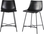 Walker Edison Xuma Modern Faux Leather Armless Low Back Counter Stool, Set of 2, Black