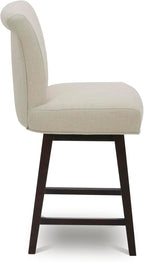 CHITA 26 Inch Counter Height Swivel Bar Stools Set of 3, FSC Certified Modern Upholstered Swivel Barstool Chairs with Back, Fabric in Linen