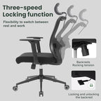 Ergonomic Office Chair - 350LB Mesh Office Chair with Adjustable Lumbar, High Back Computer Desk Chair with 3D Armrests, Comfy Chair with 2D Headrest & Tilt Function for Study, Work, Gaming