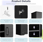 Tall Laundry Cabinet with 2 Tilt Out Hamper, Wood Bathroom Storage Cabinet with Doors and Adjustable Shelves Freestanding (Black)