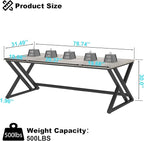 LVB Modern Long Office Desk, Large Wood Metal Computer Desk, Industrial Double Workstation Desk for Two People, Rustic PC Executive Work Study Writing Computer Table for Home, Light Grey Oak, 78.7 in