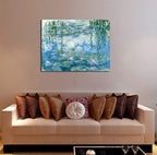 Wieco Art Water Lilies by Claude Monet Oil Paintings Flowers Reproduction Extra Large Modern Gallery Wrapped Giclee Canvas Prints Artwork Landscape Pictures on Canvas Wall Art for Home Decorations