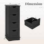 Giantex Bathroom Storage Cabinet with 4 Drawers, 32" Freestanding Storage Organizer Unit with Cutout Handles, Anti-Tipping Device, Narrow Floor Cabinet for Hallway, Living Room, Entryway (Black)