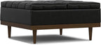 SIMPLIHOME Mariah 36 inch Wide Contemporary Rectangle Lift Top Table Storage Ottoman in Midnight Black PU Black faux leather, Assembled, For the Living Room, Entryway and Family Room