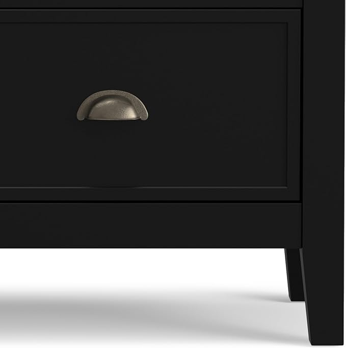 SIMPLIHOME Redmond SOLID WOOD 39 inch Wide Transitional Medium Storage Cabinet in Black for the Living Room, Entryway and Family Room