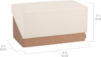 Seville Classics Cushioned Fabric Ottoman Hidden Storage Chest Footrest Chair, Padded Seat for Bedroom, Dorm, Loft, Living Room, Entryway, Hallway, Cork/Cream, 30" Bench