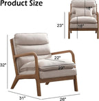 INZOY Accent Chairs Set of 2, Mid Century Modern Accent Chair with Wood Frame, Upholstered Reading Armchair with Waist Cushion, Side Chair for Living Room Bedroom Office, Easy Assembly, Beige
