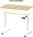 FLEXISPOT EN1 One-Piece Standing Desk 48 x 24 Inches Height Adjustable Electric Sit Stand Up Desk for Home Office (White Frame + Maple Desktop)