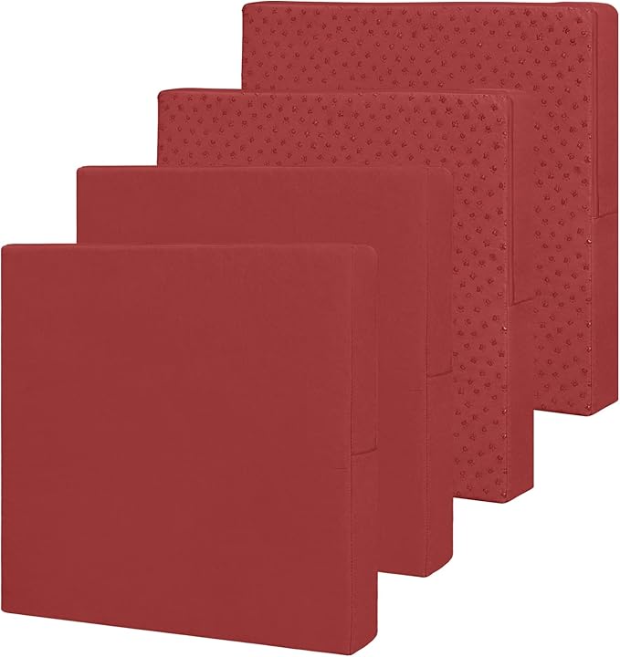 Easy-Going Waterproof Patio Cushion Covers 24x24x4 inch 4 Pack Replacement Non-Slip Outdoor Seat Cushion Slipcover with Zipper. Red
