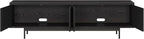 Henn&Hart Rectangular TV Stand for TV's up to 75" in Natural Black, for Home, Living Room, Bedroom, Entertainment Room, Office