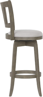 Hillsdale, Presque Isle Wood Bar Height Swivel Stool, 19"D x 17.5"W x 43.5"H, Aged Gray