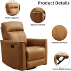 CANMOV Swivel Rocker Recliner, Glider Rocking Chair, Nursing Chairs Swivel Glider Recliners with Soft Backrest, Leathaire Manual Reclining Sofa for Living Room Bedroom Apartment, Brown