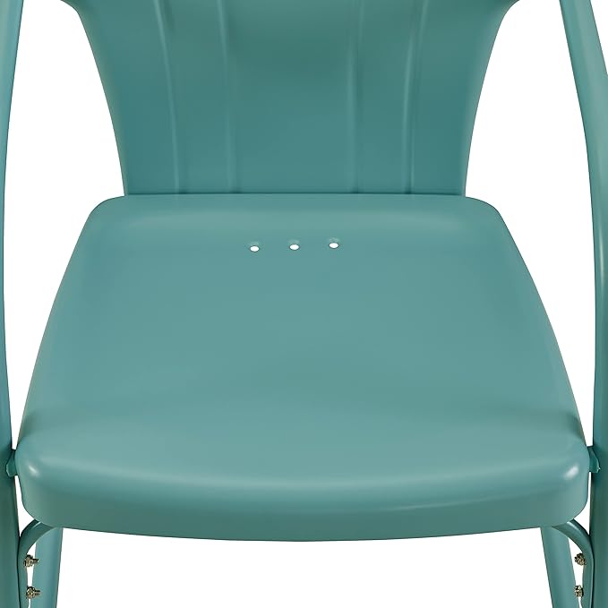 Crosley Furniture Tulip 2-Piece Outdoor Chair Set, Retro Metal Patio Chairs for Dining, Porch, Deck, Balcony, Pastel Blue Satin