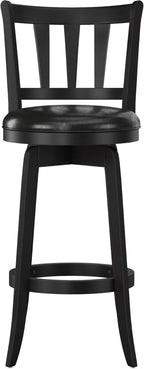 Hillsdale Presque Isle Wood Swivel Stool with Faux Leather Seat, Bar Height, Black