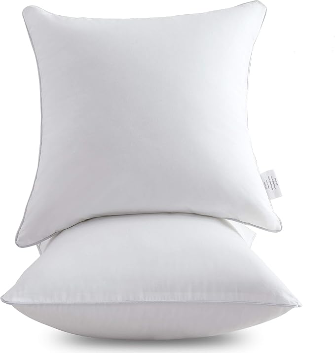 Leeden 18 x 18 Pillow Inserts (Set of 2) - Throw Pillow Inserts with 100% Cotton Cover - 18 Inch Square Decorative Pillows for Sofa, Couch, Bed and Home Decor