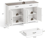 Gizoon 55" Buffet Cabinet, Sideboard Buffet Cabinet with Storage, Modern Coffee Bar with 2 Drawers and 4 Doors, Kitchen Pantry Storage, Wood Kitchen Sideboard Table, Adjustable Shelf, White/Grey