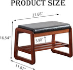 latifolia Solid Wood Bench, Entryway Shoe Bench with Cushion, 2 Tier Shoe Storage Organizer for Hallway, Living Room(Black,21.65''L)