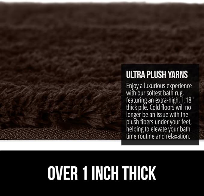 GORILLA GRIP Bathroom Rugs, 30x20, Ultra Soft Absorbent Mat, Thick Plush Bath Rug, Machine Washable, Microfiber Quick Dry, Mats for Shower, Bathtub and Floor, Home Decor Accessories, Brown
