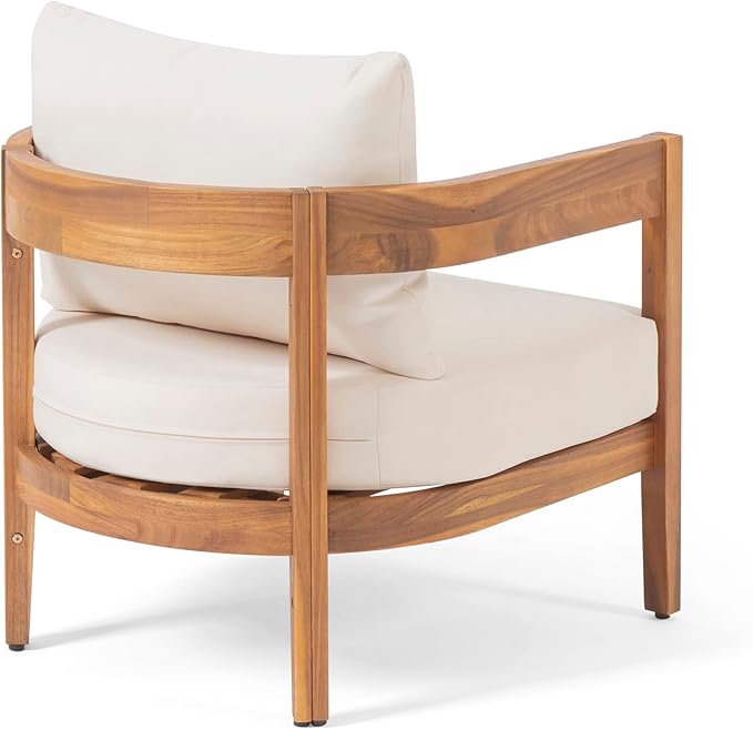 Christopher Knight Home Brooklyn Outdoor Club Chair with Cushions - Acacia Wood - Teak/Beige