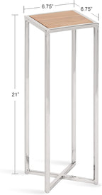 Kate and Laurel Jaspur Modern Drink Table, 7 x 7 x 21, Silver and Wood, Decorative Glam Accent Table for Display and Storage