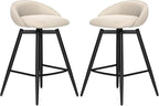 COSTWAY Bar Stools Set of 2, 25" Upholstered Counter Height 360° Swivel Bar Stools w/Backrest & Footrest, Heavy-Duty Metal Frame Armless Breakfast Chairs for Kitchen, Living Room (Set of 2,Beige)