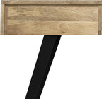 SIMPLIHOME Lowry Console Table - 60 Inch Wide Solid Mango Wood and Metal Sofa Table in Natural, Modern Industrial Storage Table for Entryway or Living Room with 3 Drawers and Angled Metal Legs